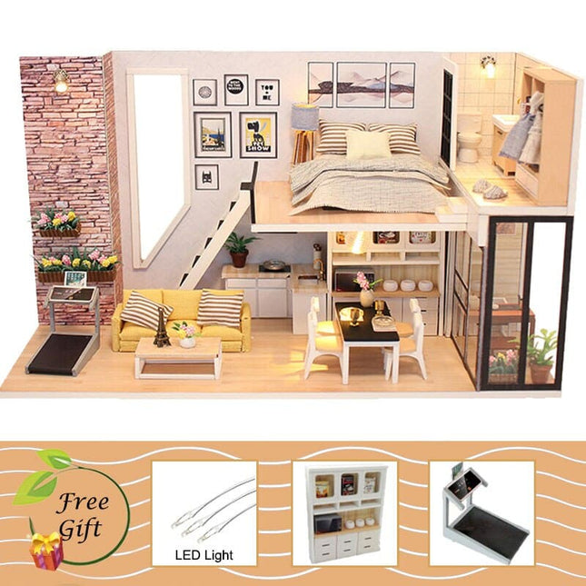 Miniature 16 Styles DIY Doll House with Furniture - wnkrs