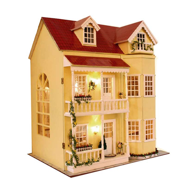 Large Size 3 Layers Mansion Shaped Puzzle Wooden Doll House - wnkrs