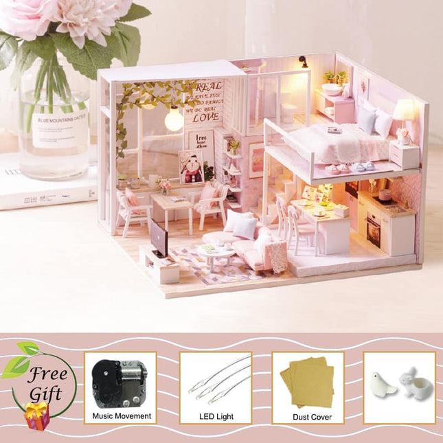 Miniature Wooden DIY Doll House with Balcony - wnkrs