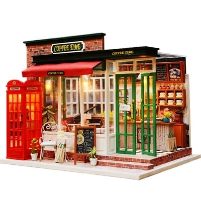 Miniature Woodem Coffee Shop DIY Doll House - wnkrs