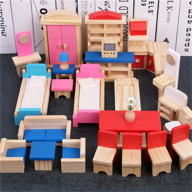 Miniature Colorful Wooden Furniture Set for Doll House - wnkrs