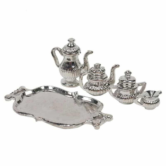 Miniature Silver Teapot Set for Doll House - wnkrs