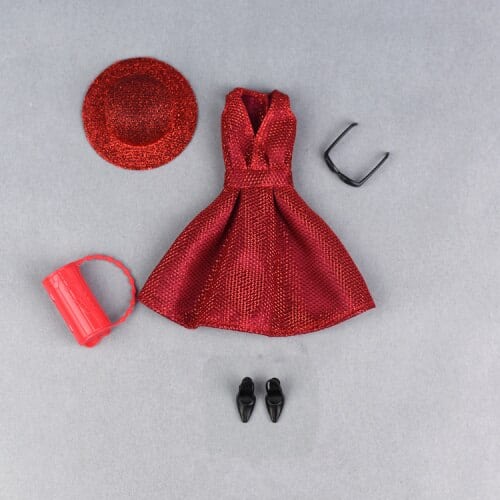 Fashion Red Bling Outfit For 1/6 Barbie Doll 5 pcs Set - wnkrs