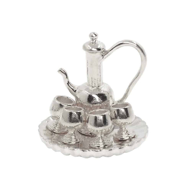 Miniature Silver/Golden Tea Set 6 pcs for Doll House - wnkrs