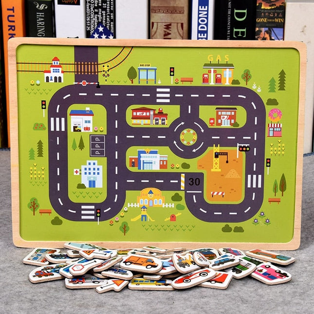 Wooden Animal Traffic Magnetic Puzzle - wnkrs