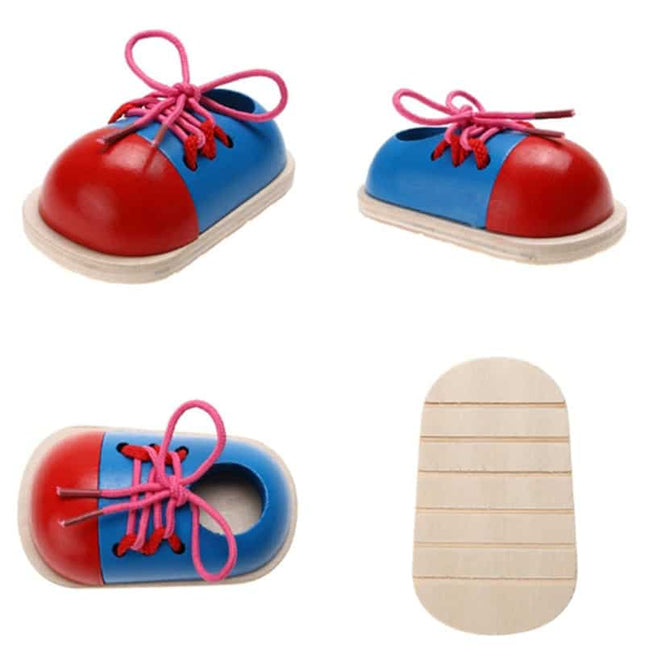 Wooden Shoe Lacing Educational Toy - wnkrs