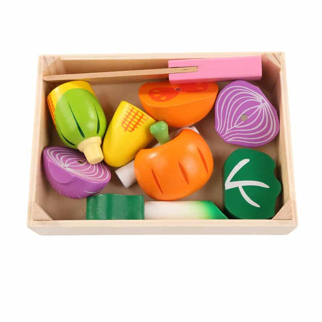 Learning Cooking Food Cutting Wooden Colorful Toy - wnkrs