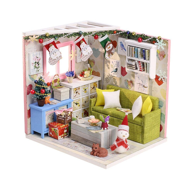 Miniature Wooden DIY Doll House with Furniture Building Kit - wnkrs