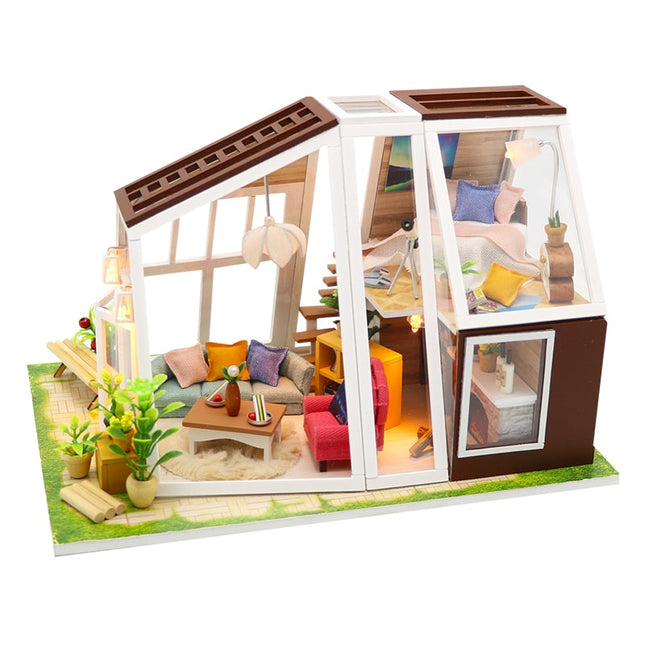 Fashion Miniature Wooden DIY Doll House with Furniture - wnkrs