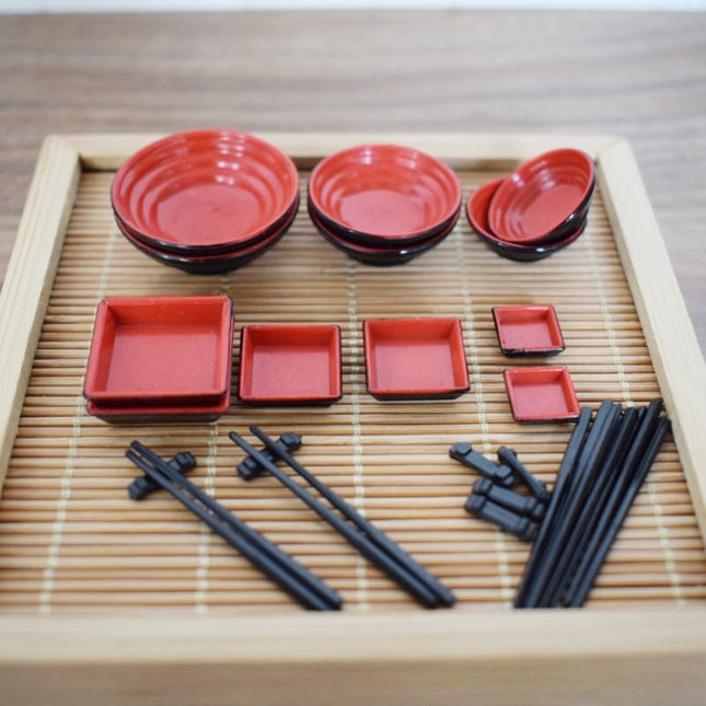 Doll House Miniature Chinese Tableware Set 15 pcs Set - wnkrs