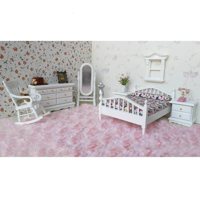 Miniature White Wooden Bedroom Furniture 6 pcs Set - wnkrs
