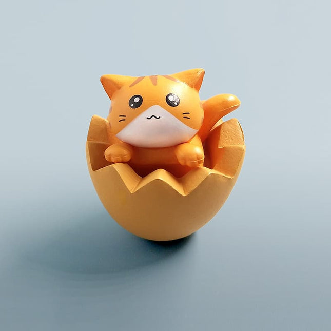 Cartoon Eggshell Cat Figurine - wnkrs