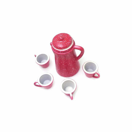 1/12 Doll House Miniature Porcelain Coffee Pot and Cups 5 pcs Set - wnkrs