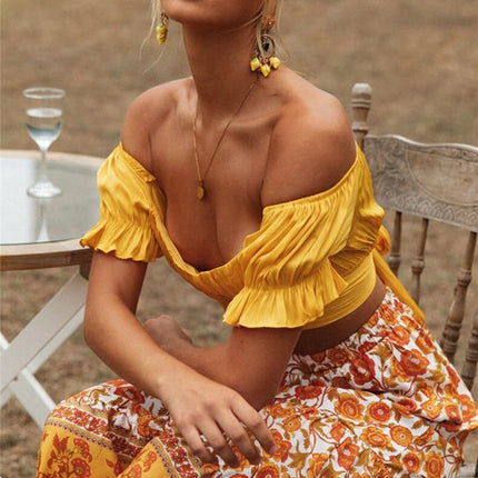 Women's Crop Top with Puff Sleeves - Wnkrs