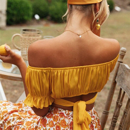 Women's Crop Top with Puff Sleeves - Wnkrs