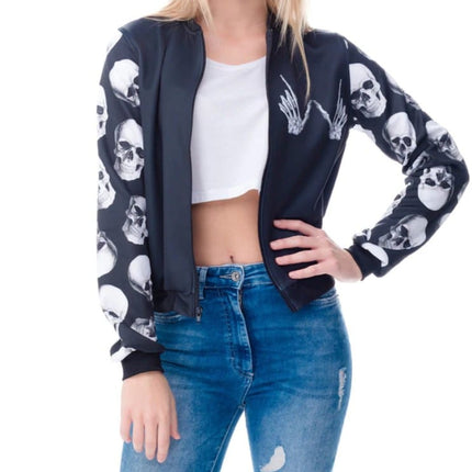 Women's Skull Print Bomber Jacket - Wnkrs