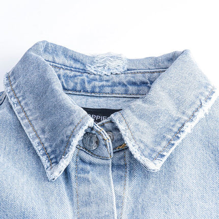 Women's Ripped Loose Denim Jacket - Wnkrs