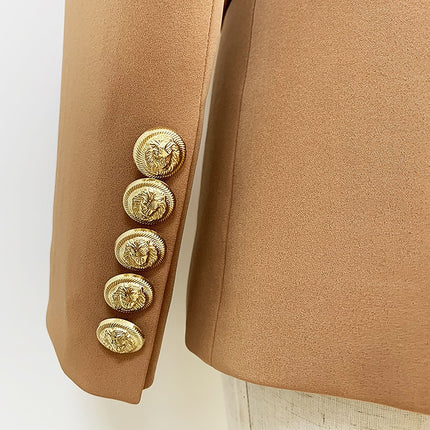 Beige Women's Blazer with Gold Buttons - Wnkrs