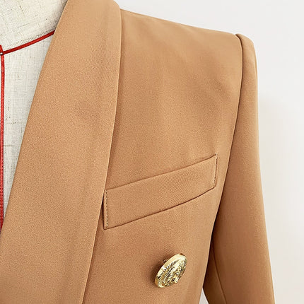Beige Women's Blazer with Gold Buttons - Wnkrs