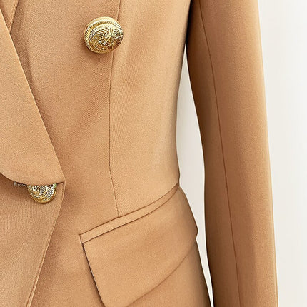 Beige Women's Blazer with Gold Buttons - Wnkrs