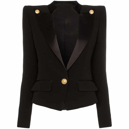 Black and White Women's Jacket with Collar - Wnkrs