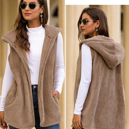 Women's Hooded Fur Sleeveless Jacket - Wnkrs