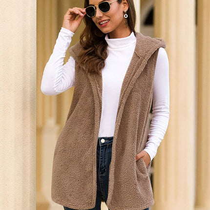 Women's Hooded Fur Sleeveless Jacket - Wnkrs