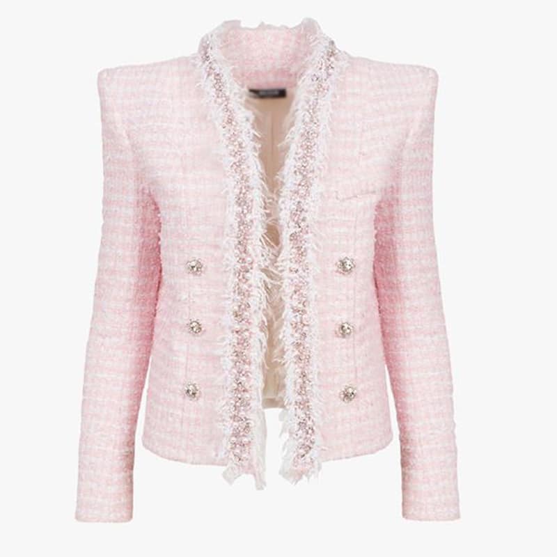 Women's Pink Double-Breasted Jacket