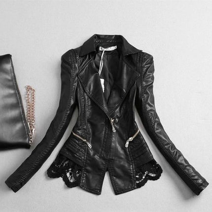 Women's Lace Detail Biker Jacket - Wnkrs