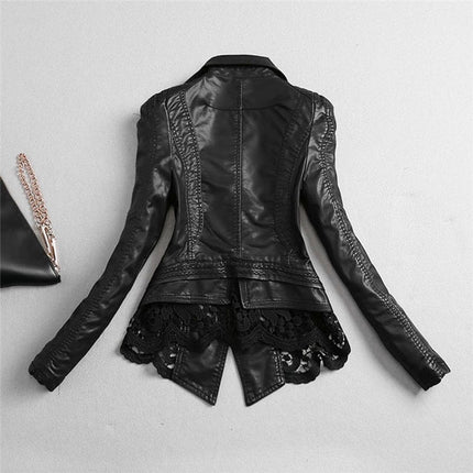 Women's Lace Detail Biker Jacket - Wnkrs