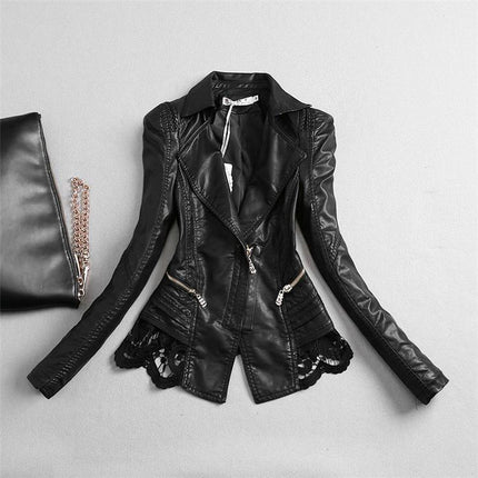 Women's Lace Detail Biker Jacket - Wnkrs