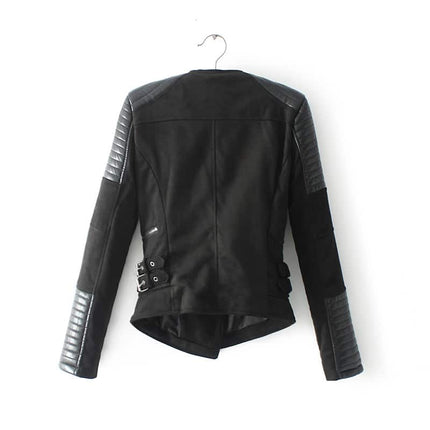 Women's Suede and Leather Quilted Biker Jacket - Wnkrs