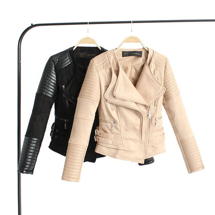 Women's Suede and Leather Quilted Biker Jacket - Wnkrs