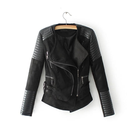 Women's Suede and Leather Quilted Biker Jacket - Wnkrs