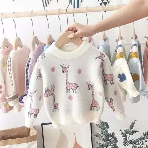 Baby Girl's Giraffe Patterned Sweater
