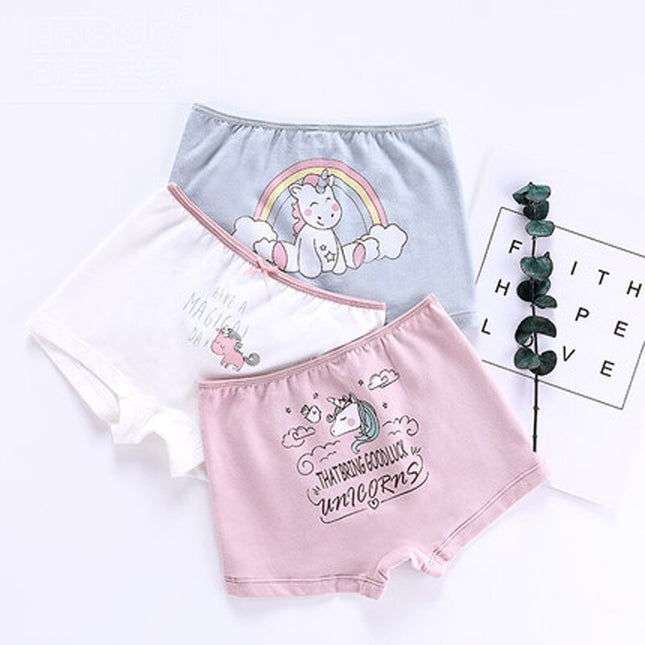 Unicorn Printed Cotton Panties for Girls 3 pcs Set