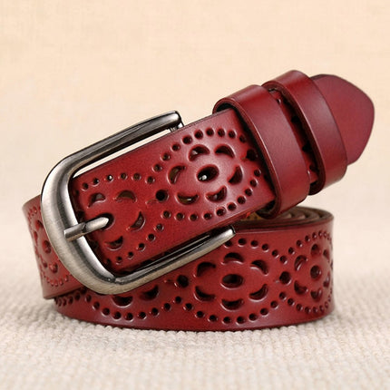 Women’s Wide Carved Genuine Leather Belt - Wnkrs