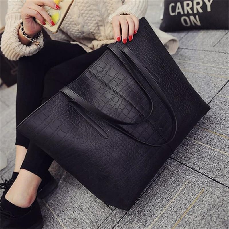 Women's Alligator-Pattern PU Shoulder Bag