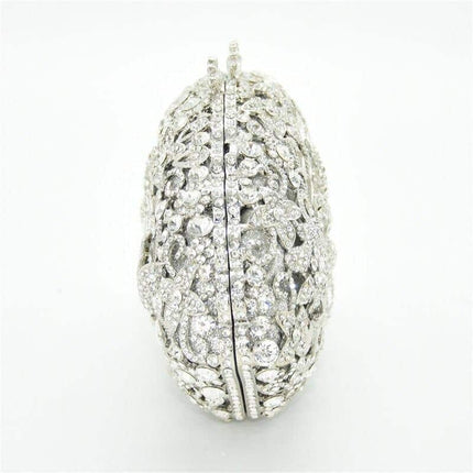 Women's Diamond Decorated Oval Shaped Clutch - Wnkrs