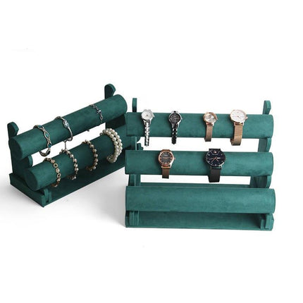 Dark Green Velvet Bracelet and Watch Display Stand - Wnkrs