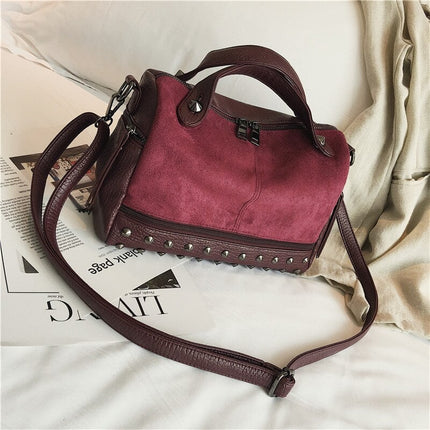 Fashion Top-Handle Bag with Rivets - Wnkrs