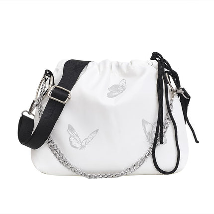 Luminous Butterfly Printed Drawstring Messenger Bag for Women - Wnkrs