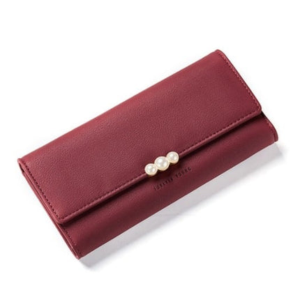 Women's Pearl Buckle Leather Wallet - Wnkrs