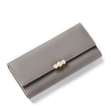 Women's Pearl Buckle Leather Wallet - Wnkrs