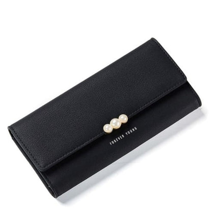 Women's Pearl Buckle Leather Wallet - Wnkrs