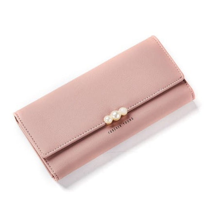 Women's Pearl Buckle Leather Wallet - Wnkrs