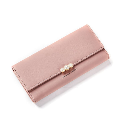 Women's Pearl Buckle Leather Wallet - Wnkrs