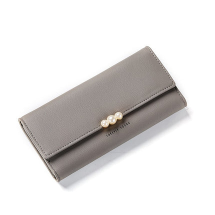 Women's Pearl Buckle Leather Wallet - Wnkrs