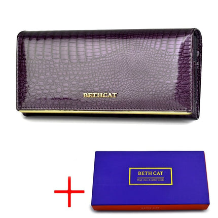 Women's Stylish Long Patent Leather Wallet - Wnkrs