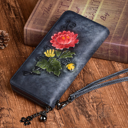 Women's Floral Embroidered Leather Wallet - Wnkrs
